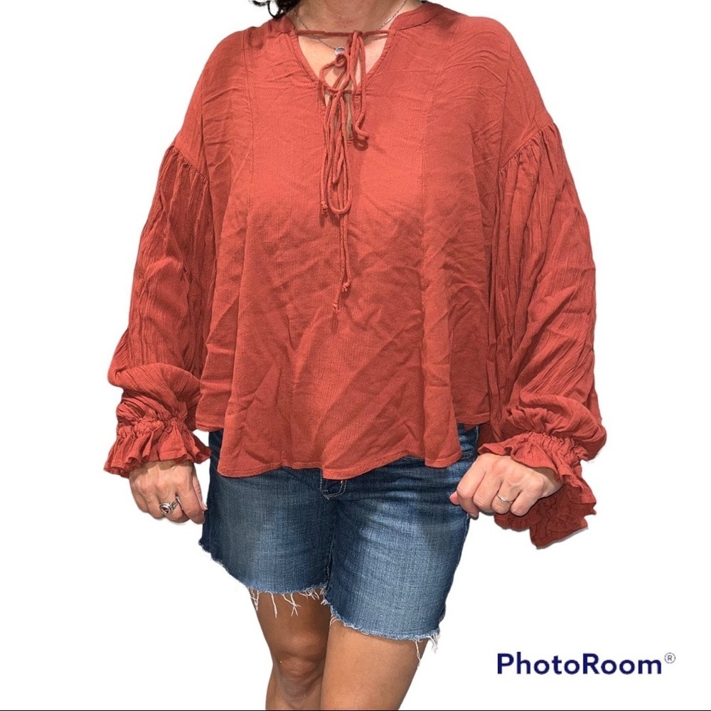 Free People Rust Orange Oversized Top